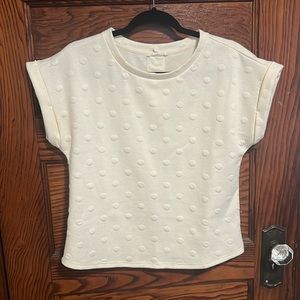 Cream, thick, polkadot shirt